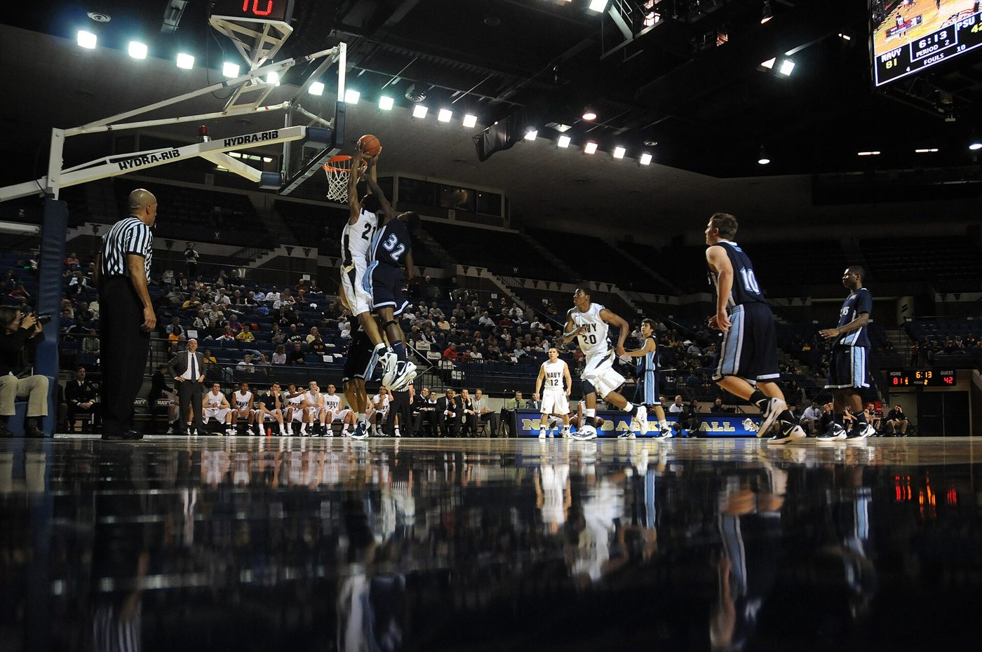 College basketball game action
