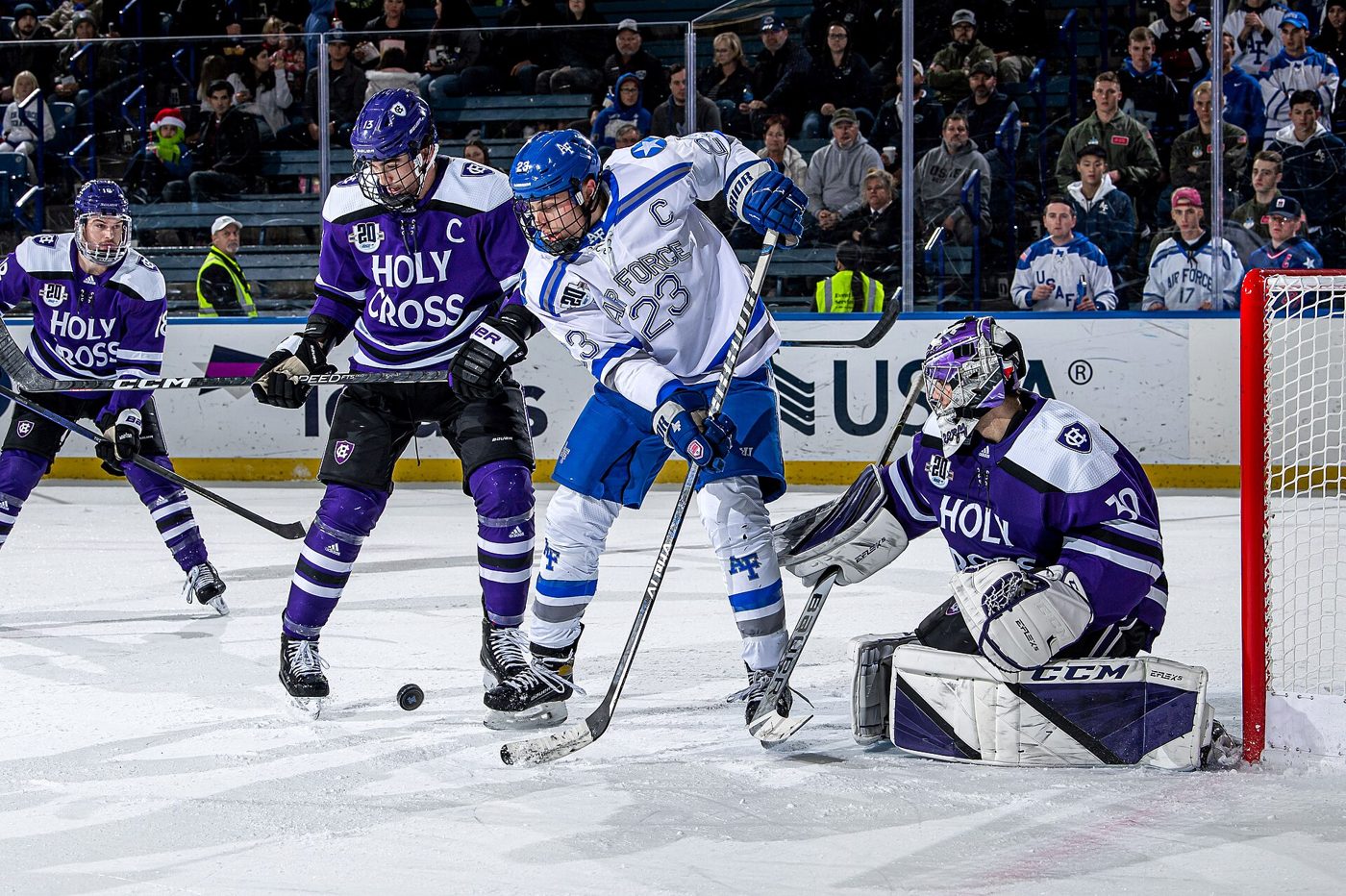 Ice hockey game action